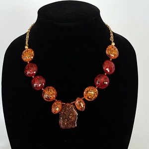 Chunky Amber Bead Choker Necklace